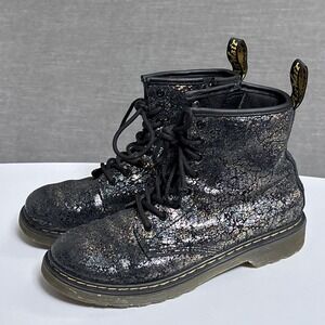 Dr Martens Boots Youth USM 4 Crinkle Metallic 1460 J Glitter Combat Zip Ankle